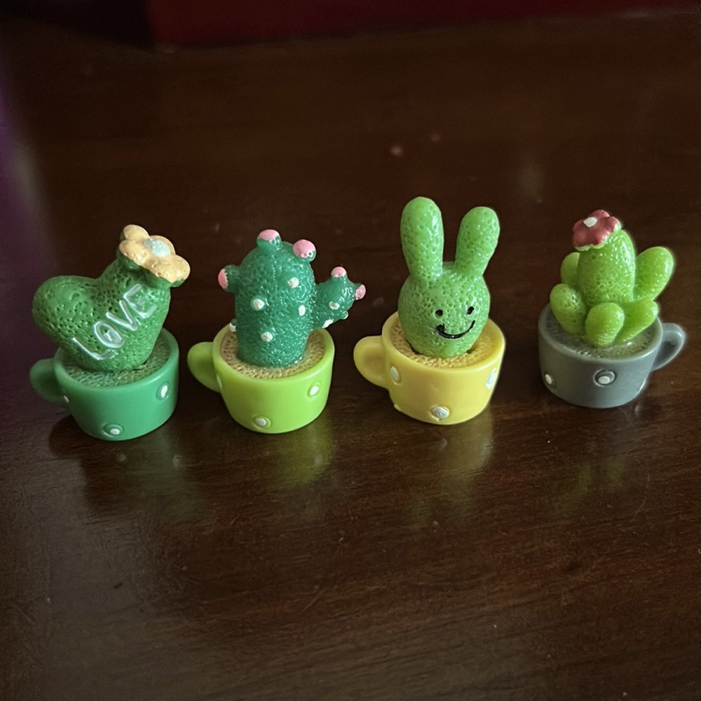 Set of four cactus decorations. Each weighs about .3oz
